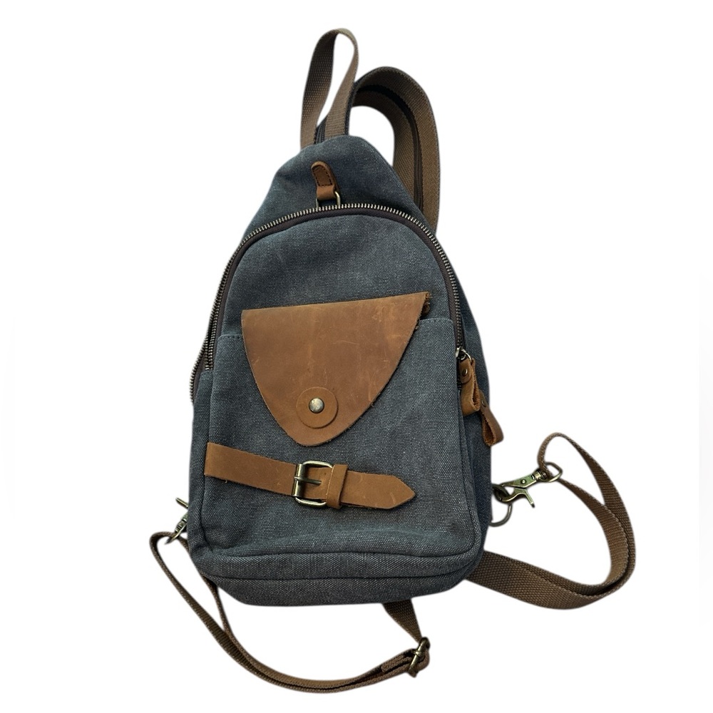 Gray and Brown Crossbody Bag 2 in 1 backpack